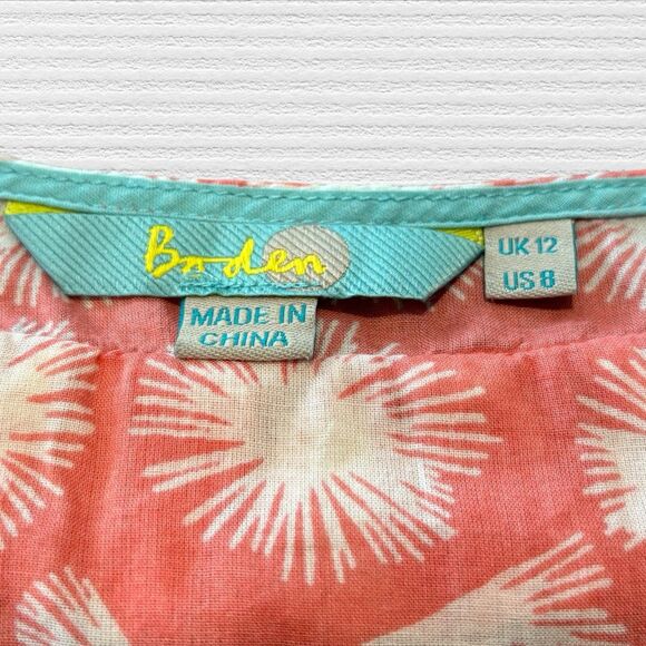 Boden Red Pink Floral Ruffle Round Neck Sleeveless Blouse US8 UK 12 - Picture 2 of 6